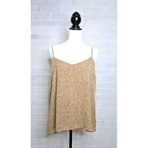 New York Company Sleeveless V-Neck Women's XL Blouse Brown Chain Print‎